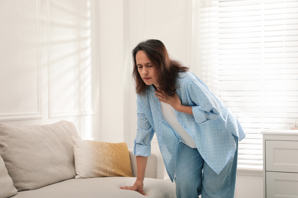 Woman with shortness of breath.